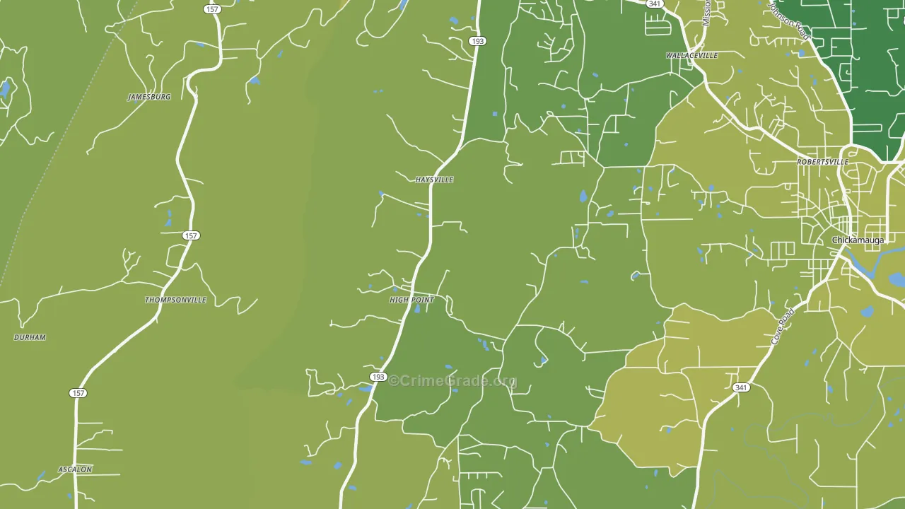 High Point, GA Map of Vehicle Theft Rates