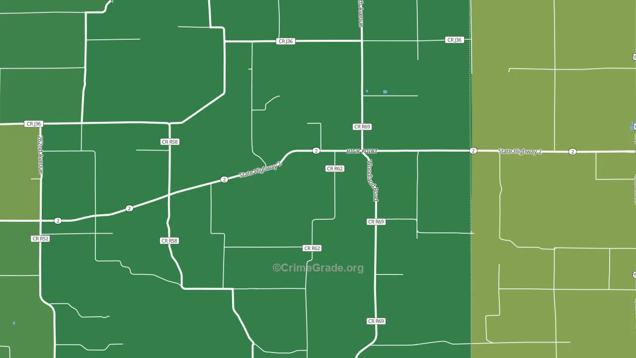 High Point, IA Map of Vehicle Theft Rates