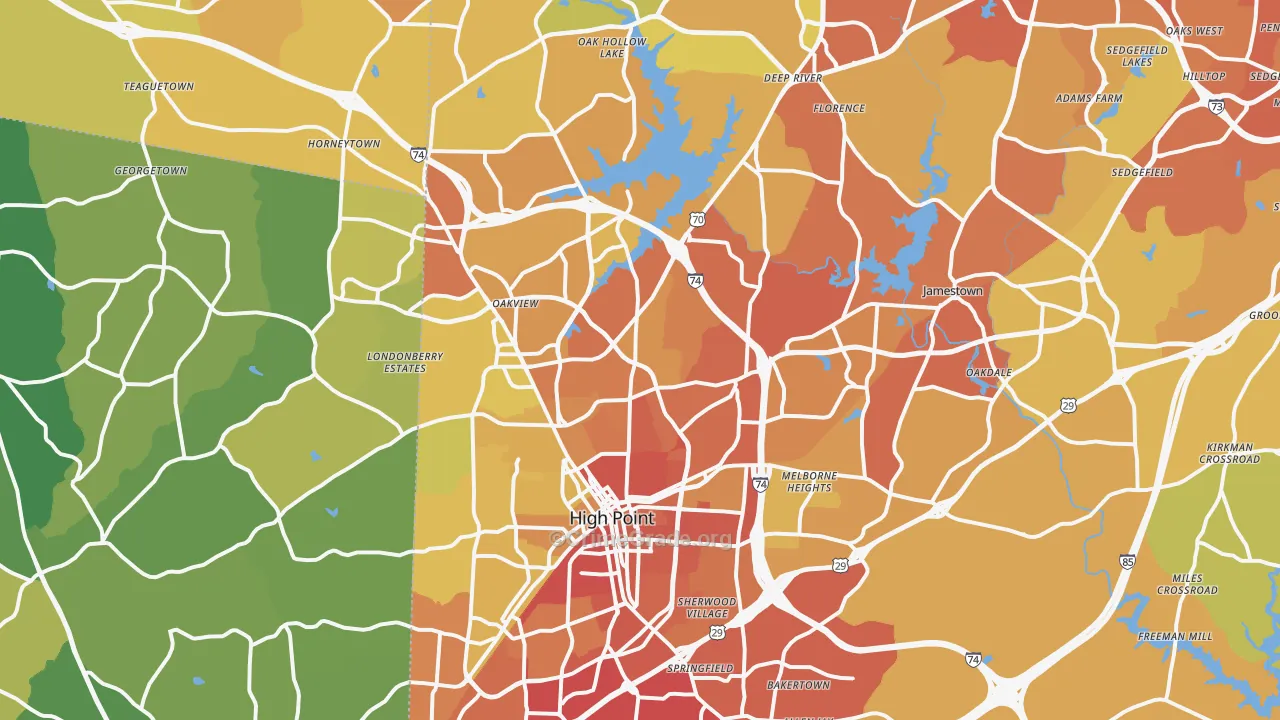 High Point, NC Map of Vehicle Theft Rates