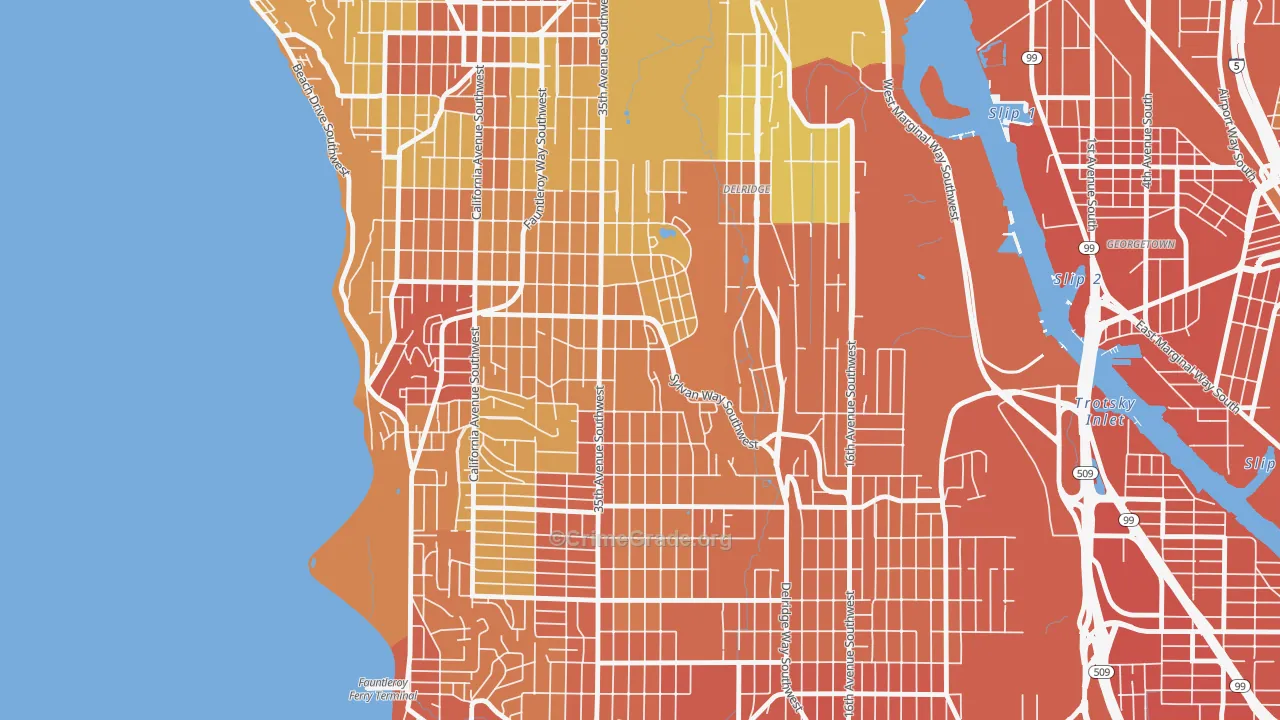 High Point, Seattle, WA Map of Vehicle Theft Rates
