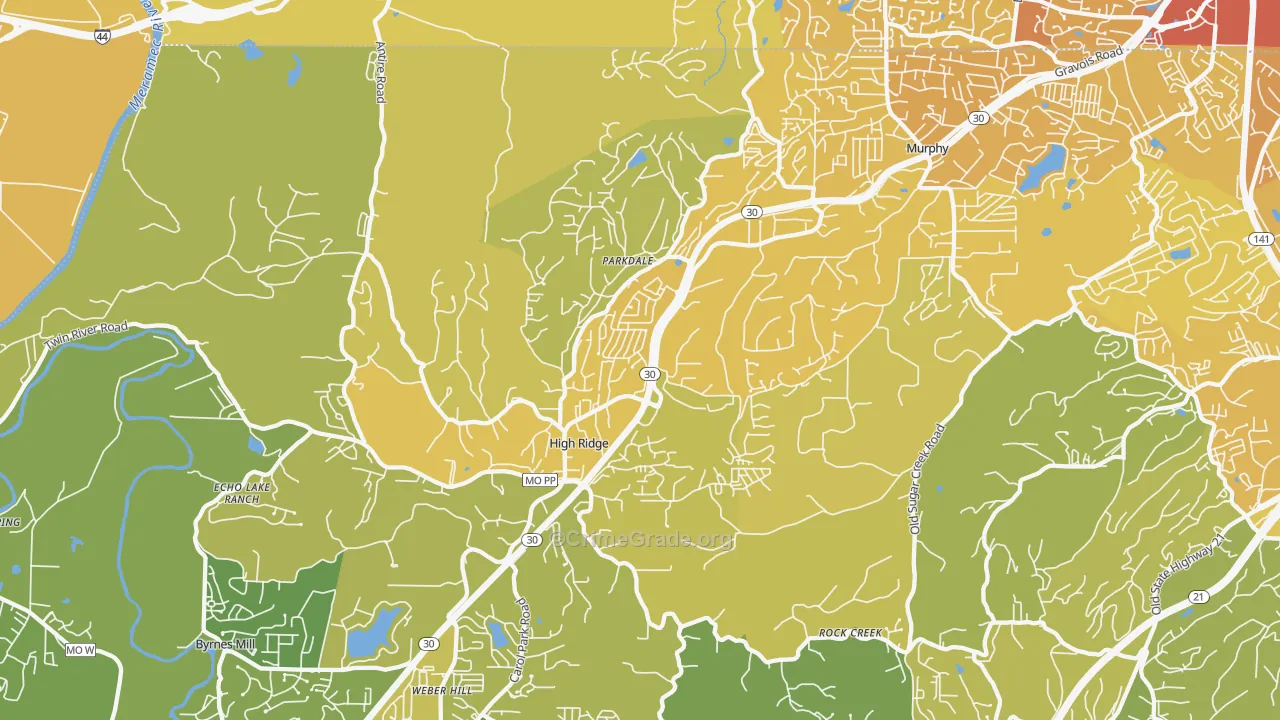 High Ridge, MO Map of Vehicle Theft Rates