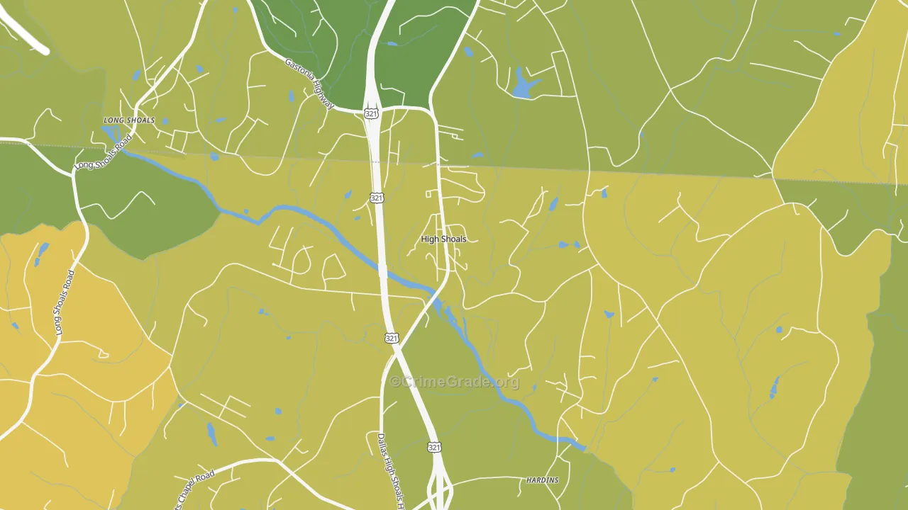 High Shoals, NC Map of Vehicle Theft Rates