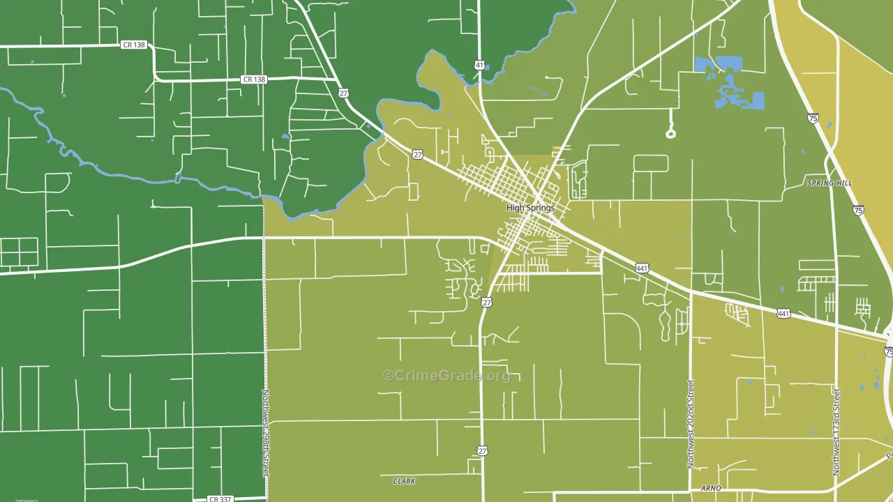High Springs, FL Map of Vehicle Theft Rates