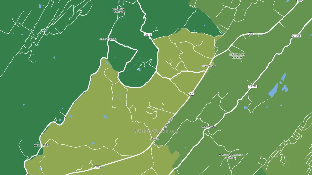High View, WV Map of Vehicle Theft Rates