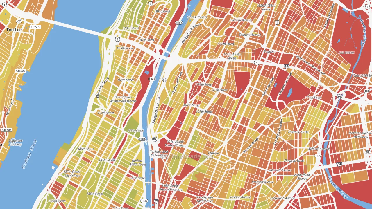 Highbridge, Bronx, NY Map of Vehicle Theft Rates