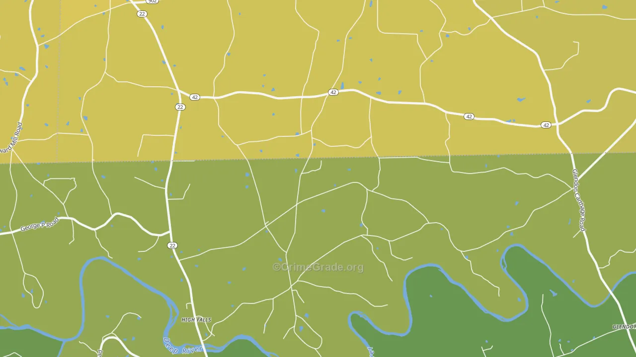 Highfalls, NC Map of Vehicle Theft Rates