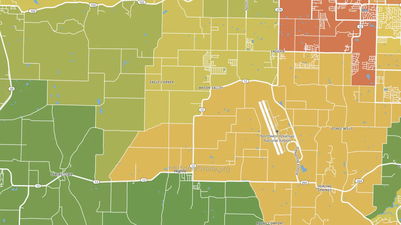 Highfill, AR Map of Vehicle Theft Rates