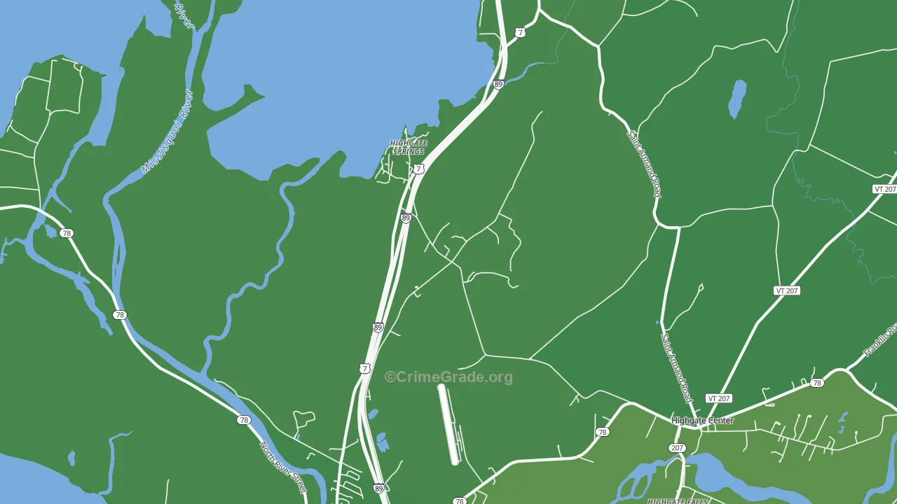 Highgate Springs, VT Map of Vehicle Theft Rates