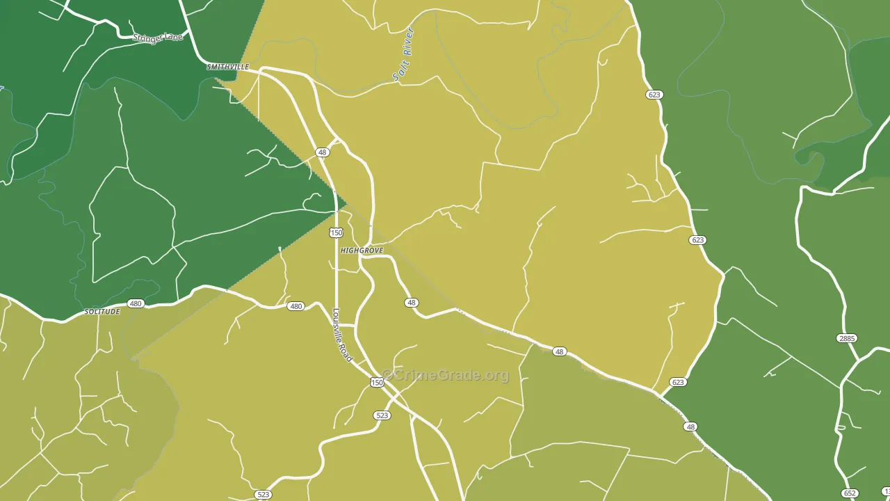 Highgrove, KY Map of Vehicle Theft Rates