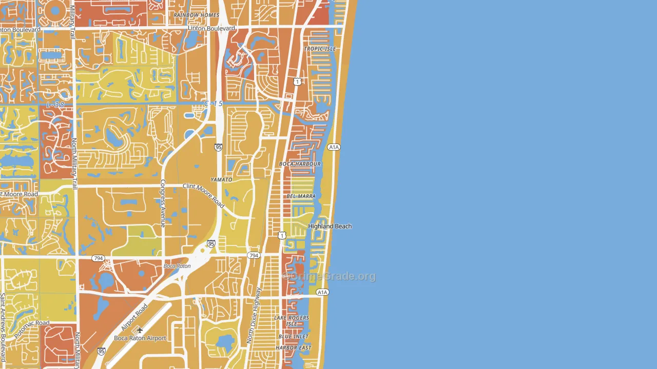 Highland Beach, FL Map of Vehicle Theft Rates