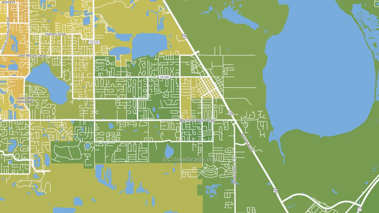 Highland City, FL Map of Vehicle Theft Rates