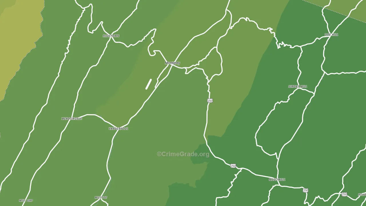 Highland County, VA Map of Vehicle Theft Rates