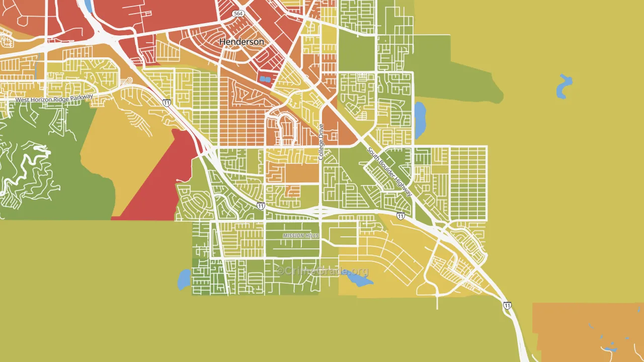 Highland Hills, Henderson, NV Map of Vehicle Theft Rates