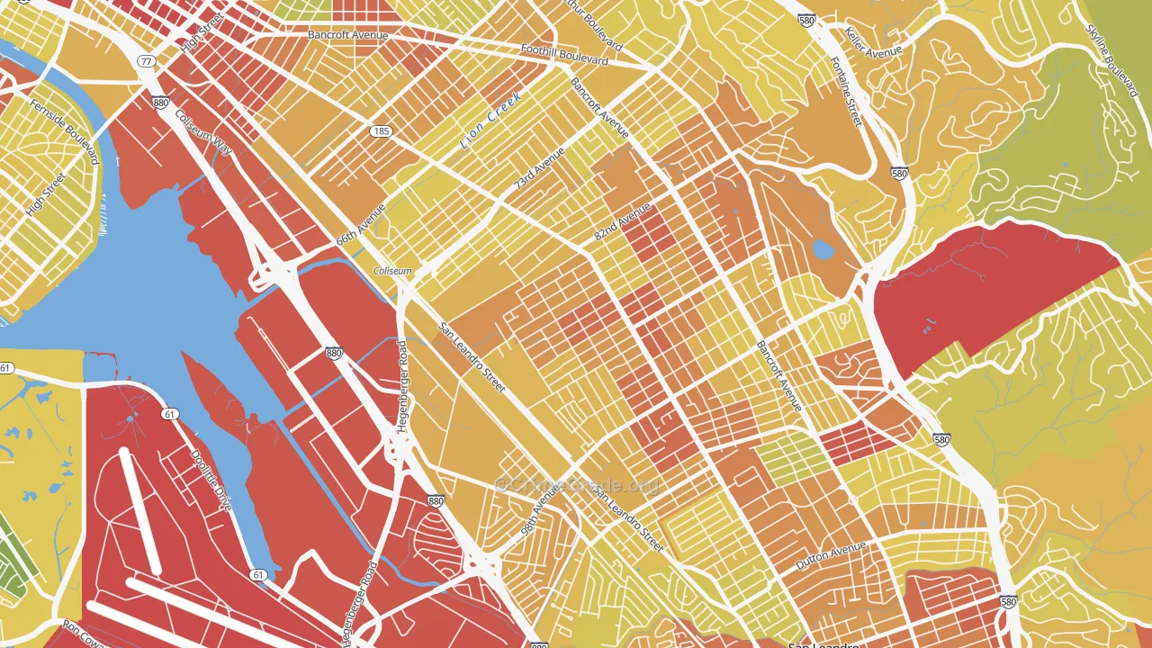 Highland, Oakland, CA Map of Vehicle Theft Rates
