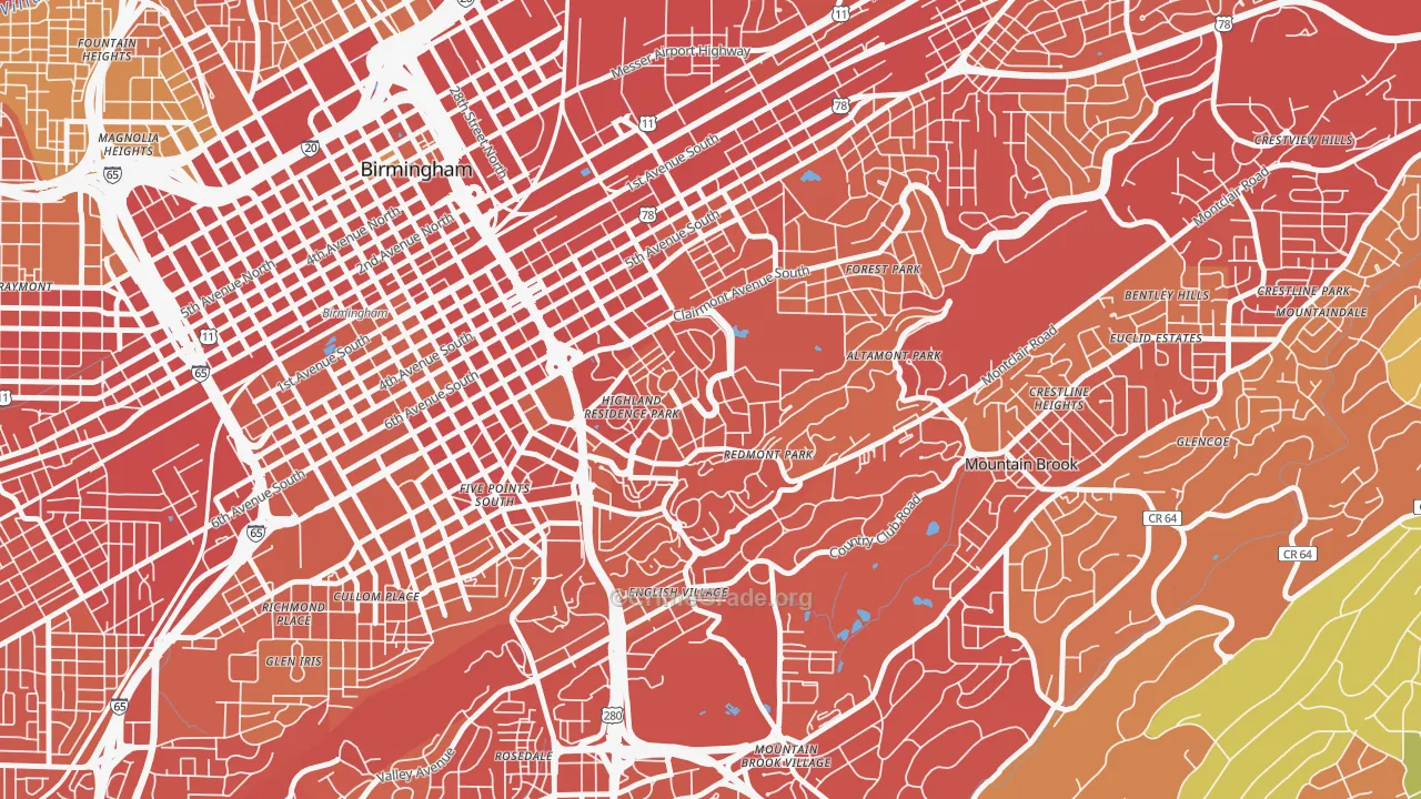 Highland Park, Birmingham, AL Map of Vehicle Theft Rates