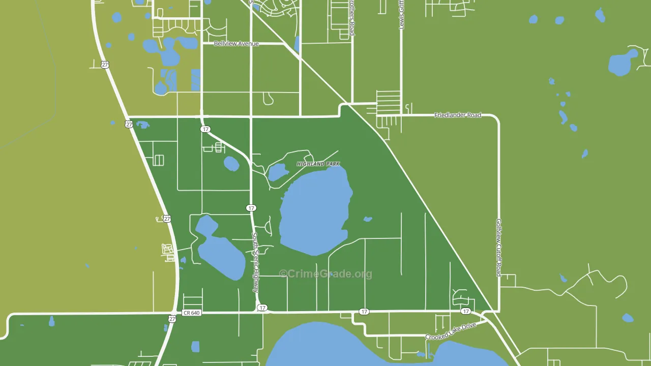 Highland Park, FL Map of Vehicle Theft Rates