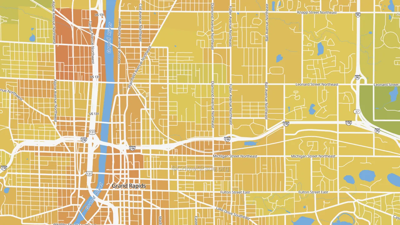 Highland Park, Grand Rapids, MI Map of Vehicle Theft Rates