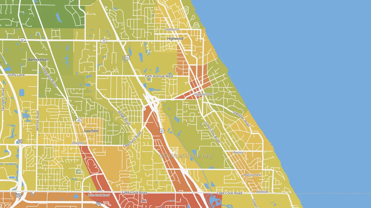 Highland Park, IL Map of Vehicle Theft Rates