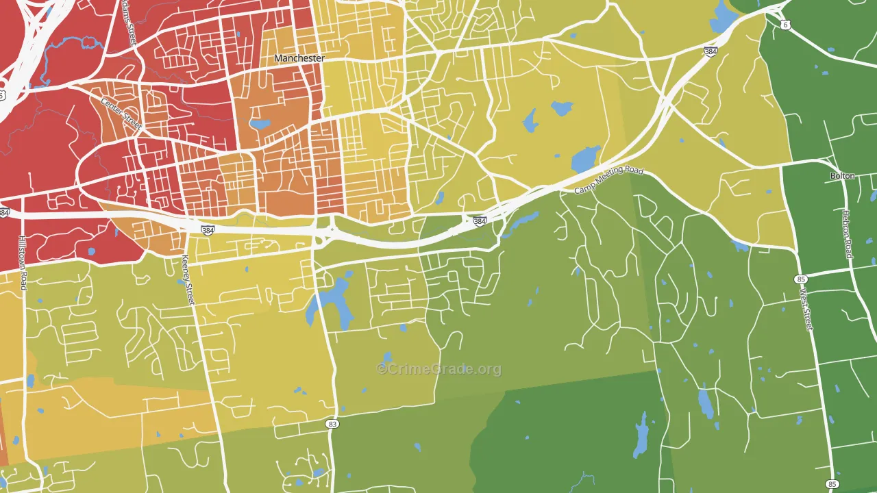 Highland Park, Manchester, CT Map of Vehicle Theft Rates
