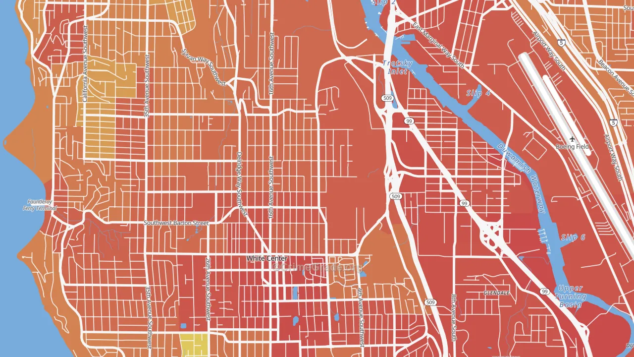 Highland Park, Seattle, WA Map of Vehicle Theft Rates
