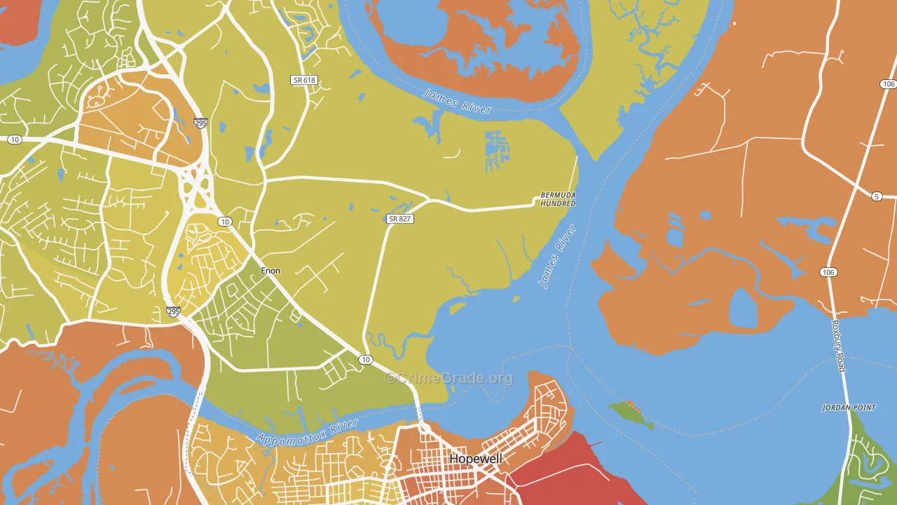 Highland Park, VA Map of Vehicle Theft Rates