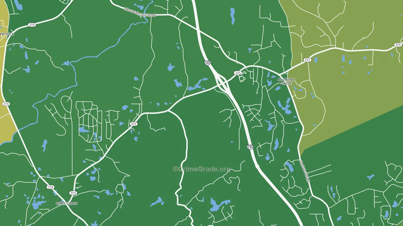 Highland Pines, GA Map of Vehicle Theft Rates
