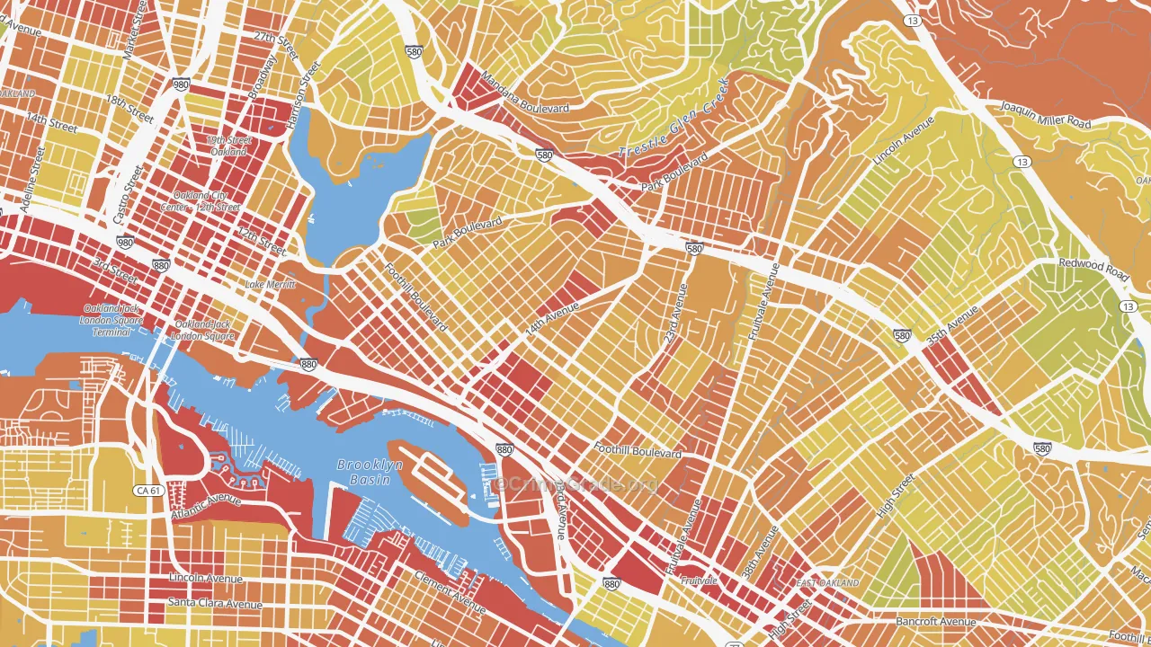 Highland Terrace, Oakland, CA Map of Vehicle Theft Rates
