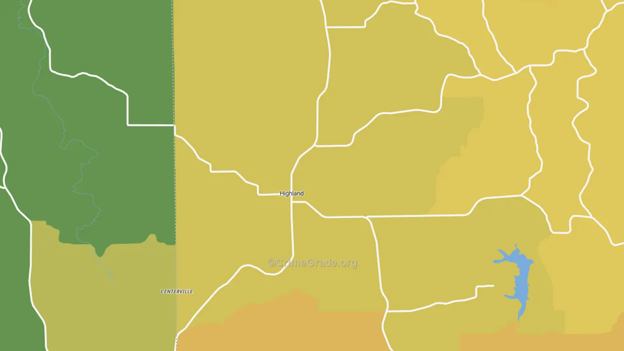 Highland, WI Map of Vehicle Theft Rates