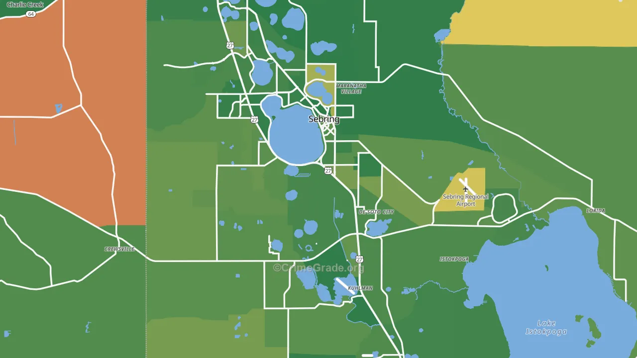 Highlands County, FL Map of Vehicle Theft Rates