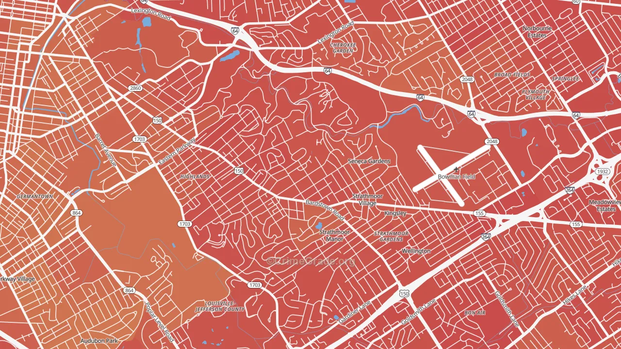 Highlands Douglass, Louisville, KY Map of Vehicle Theft Rates