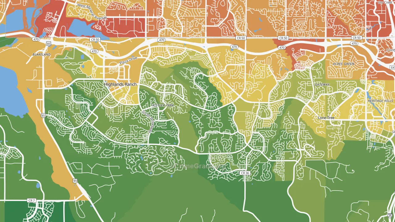 Highlands Ranch, CO Map of Vehicle Theft Rates