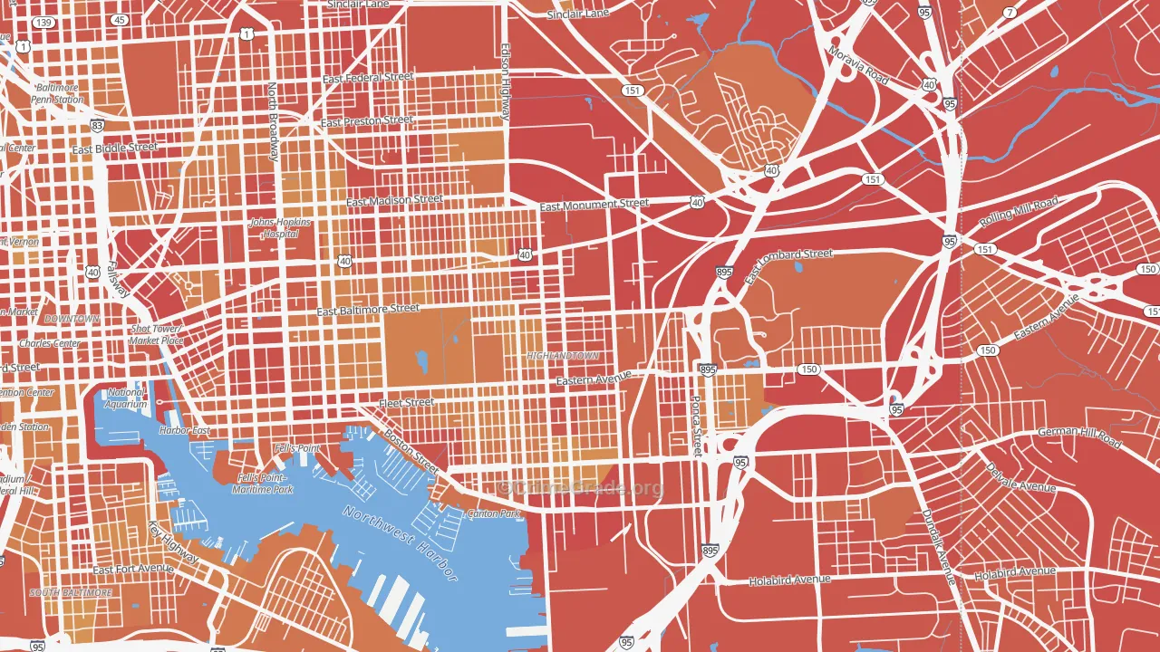 Highlandtown, Baltimore, MD Map of Vehicle Theft Rates