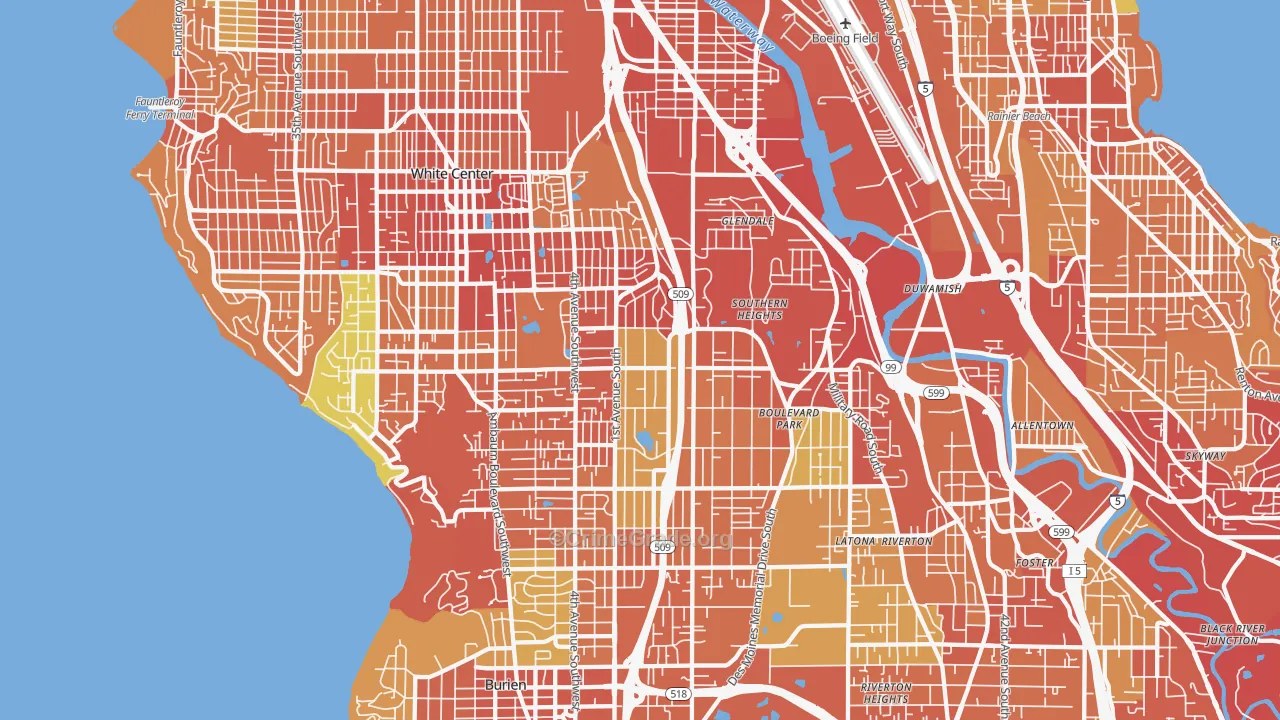 Highline, Seattle, WA Map of Vehicle Theft Rates