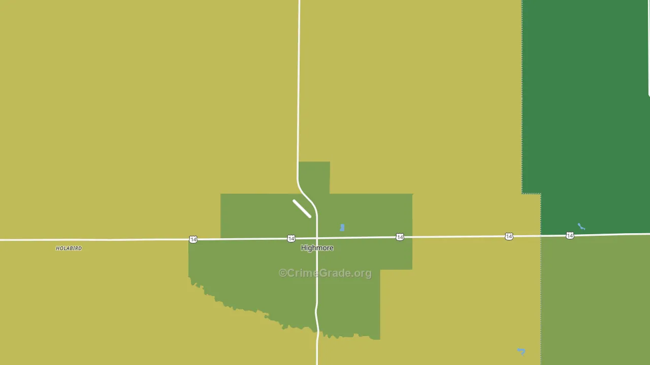 Highmore, SD Map of Vehicle Theft Rates