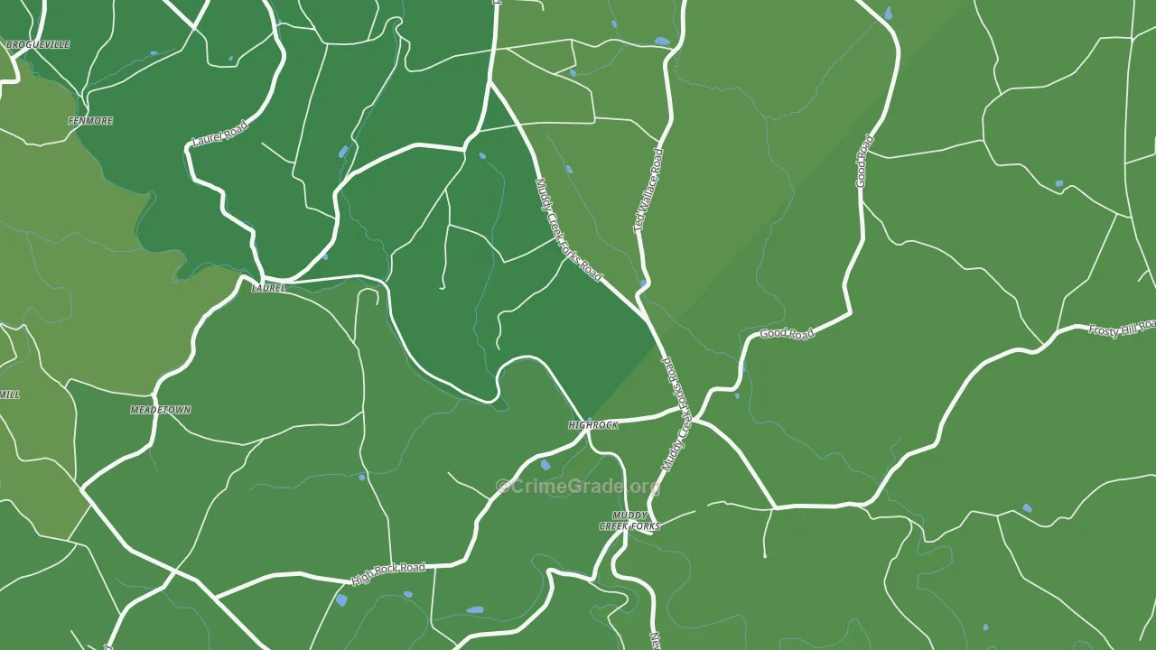 Highrock, PA Map of Vehicle Theft Rates
