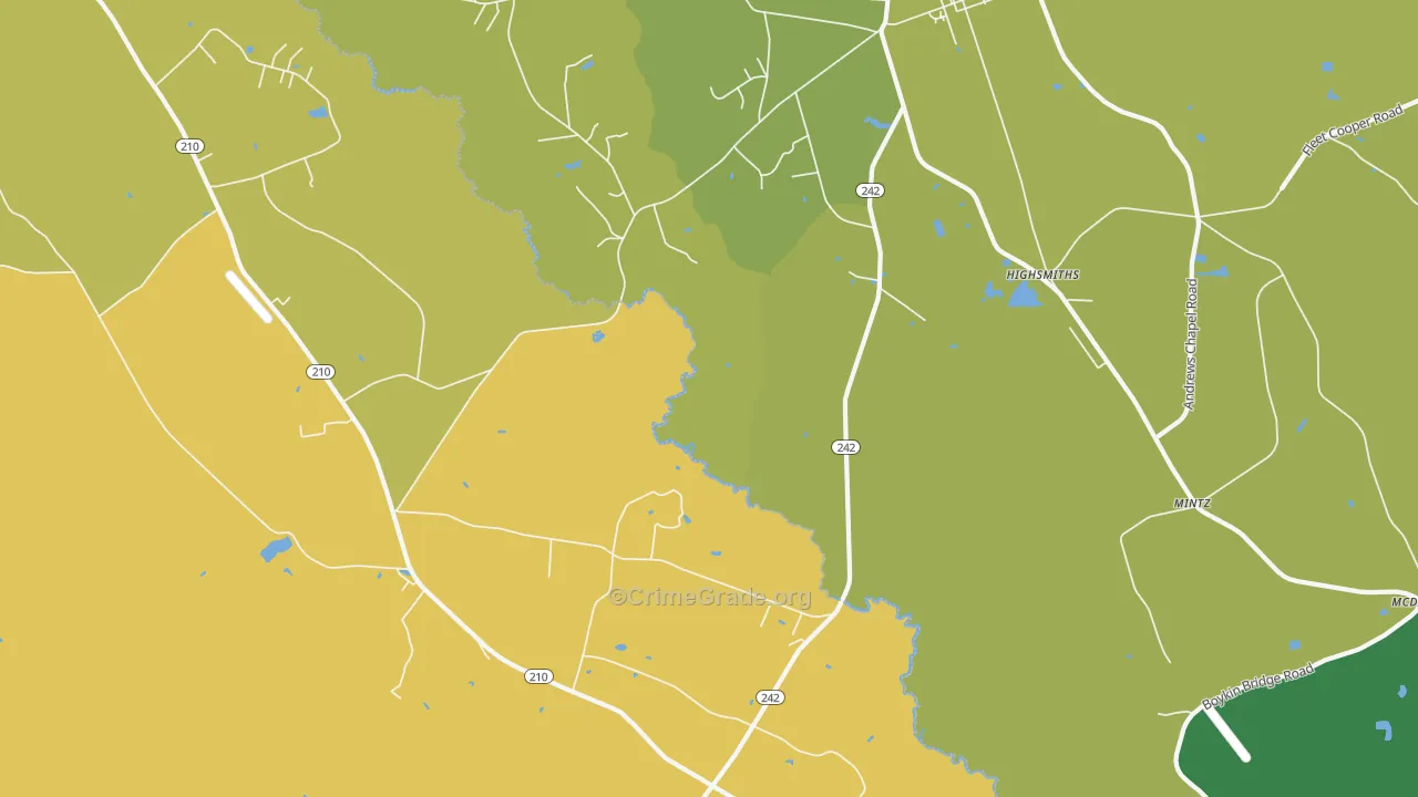 Highsmiths, NC Map of Vehicle Theft Rates