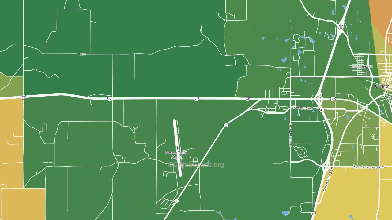 Hightown, MS Map of Vehicle Theft Rates