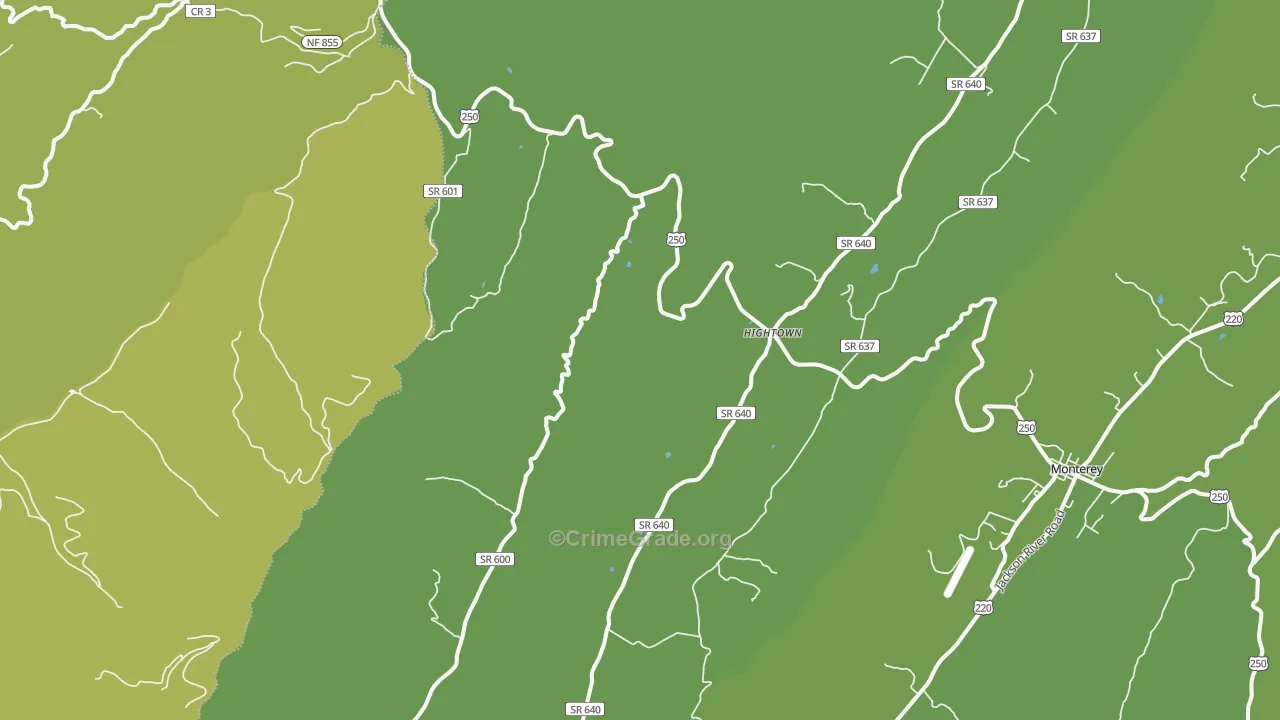 Hightown, VA Map of Vehicle Theft Rates