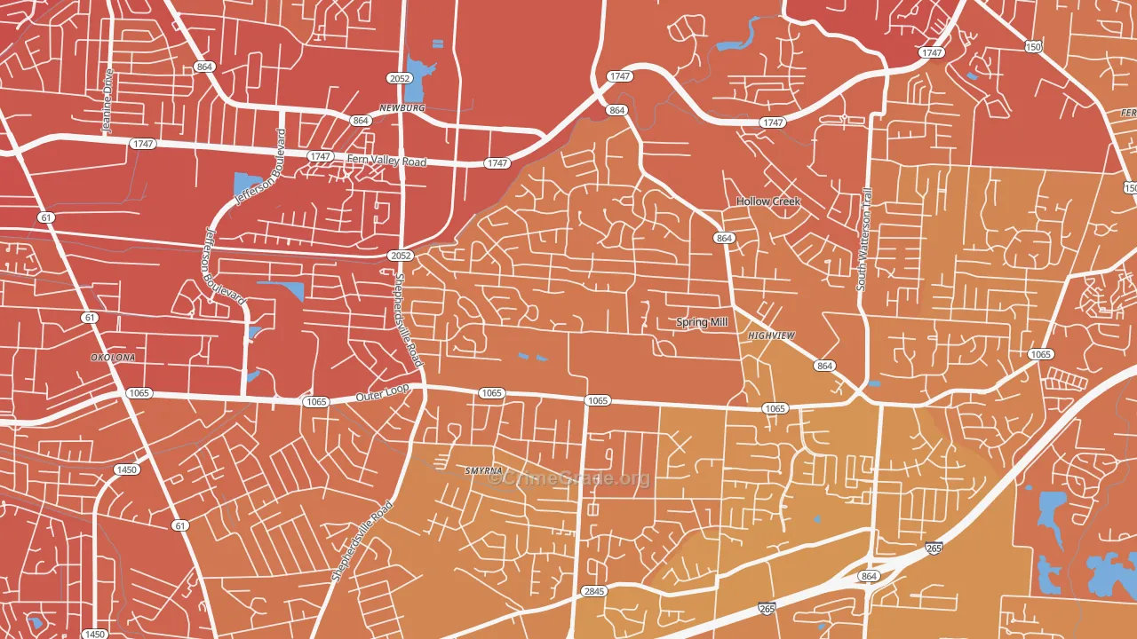 Highview, Louisville, KY Map of Vehicle Theft Rates