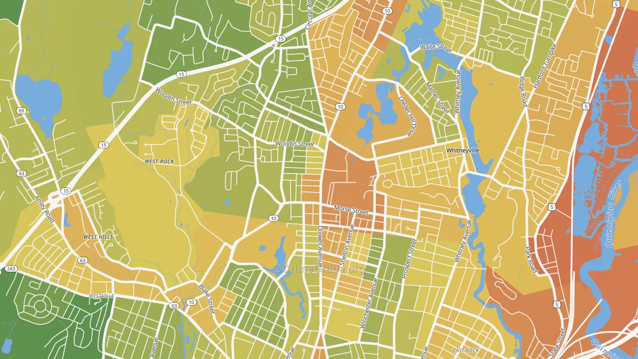 Highwood, Hamden, CT Map of Vehicle Theft Rates