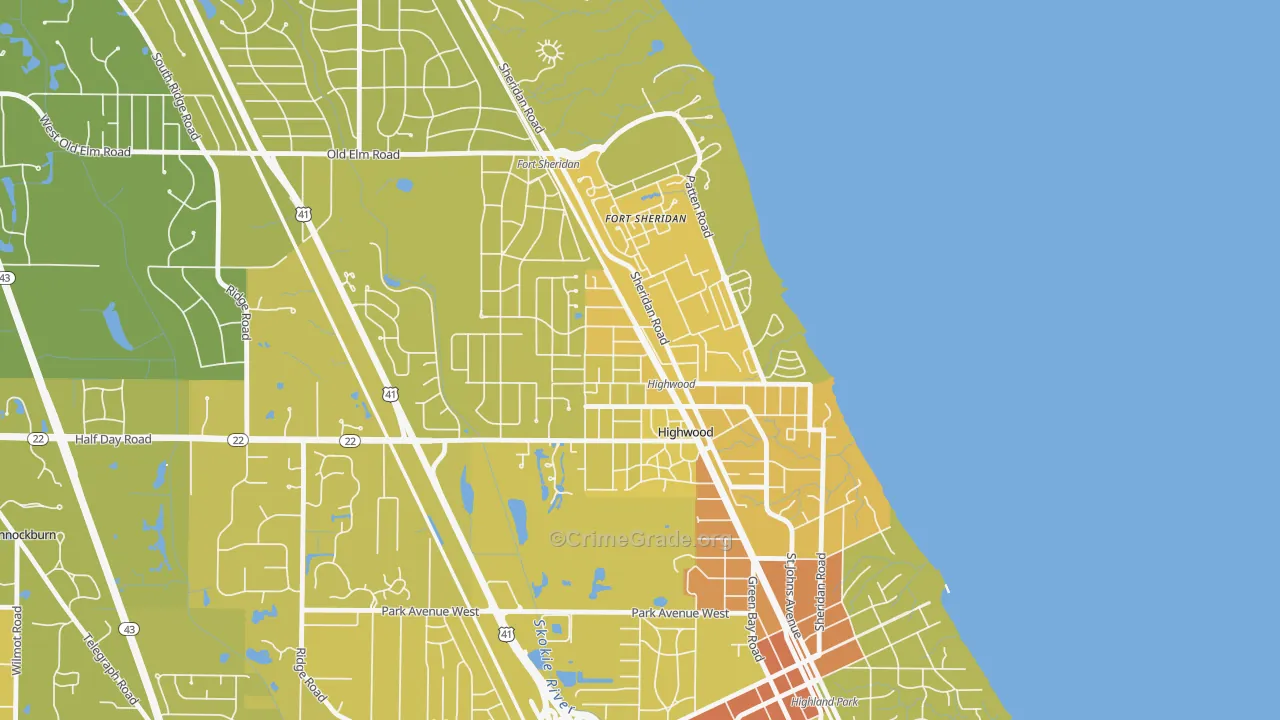 Highwood, IL Map of Vehicle Theft Rates