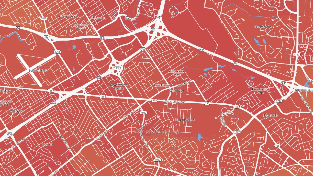 Hikes Point, Louisville, KY Map of Vehicle Theft Rates