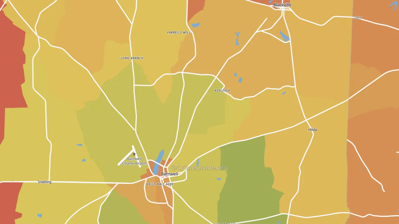 Hilda, SC Map of Vehicle Theft Rates