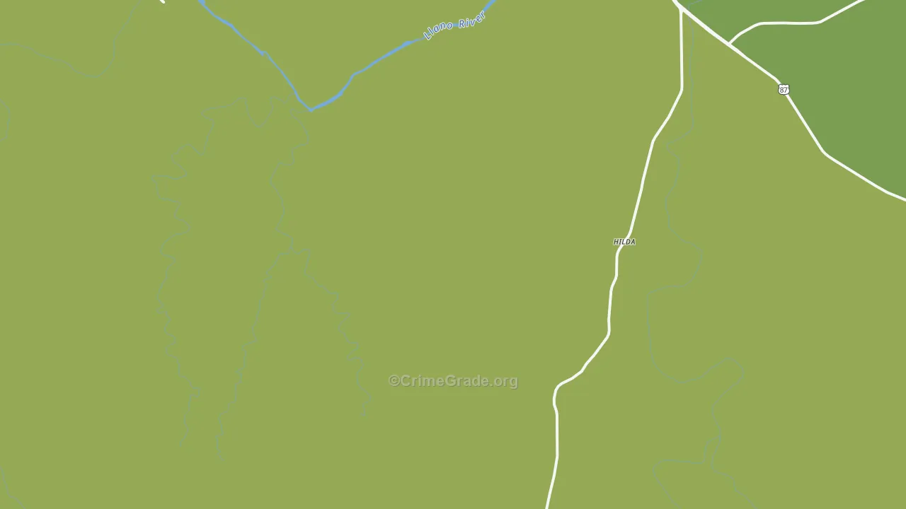 Hilda, TX Map of Vehicle Theft Rates