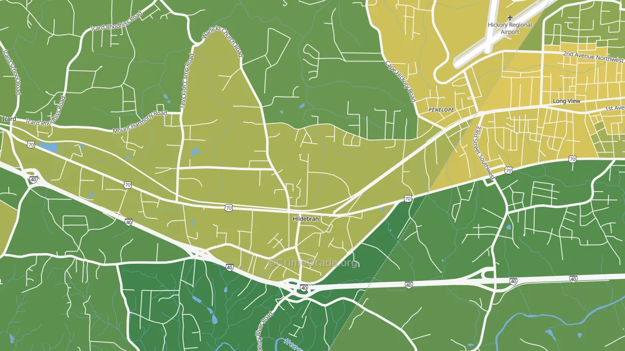 Hildebran, NC Map of Vehicle Theft Rates