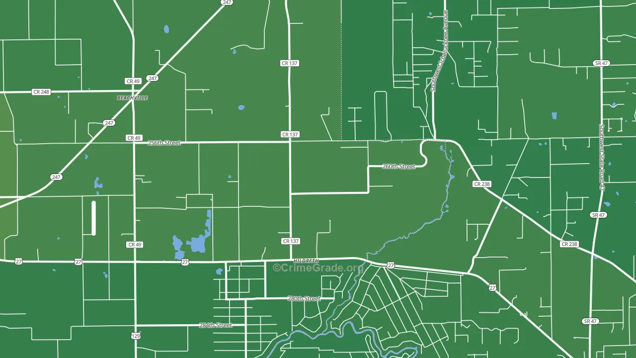 Hildreth, FL Map of Vehicle Theft Rates