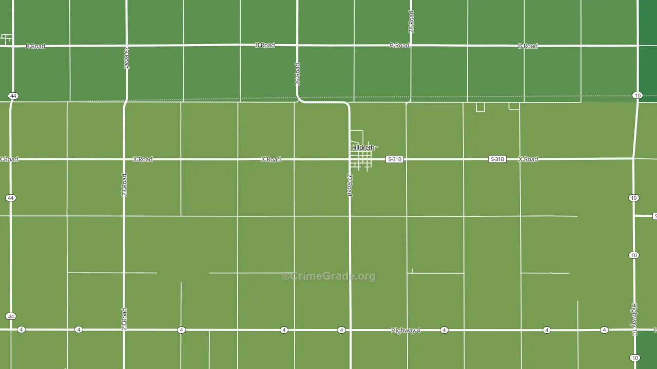 Hildreth, NE Map of Vehicle Theft Rates