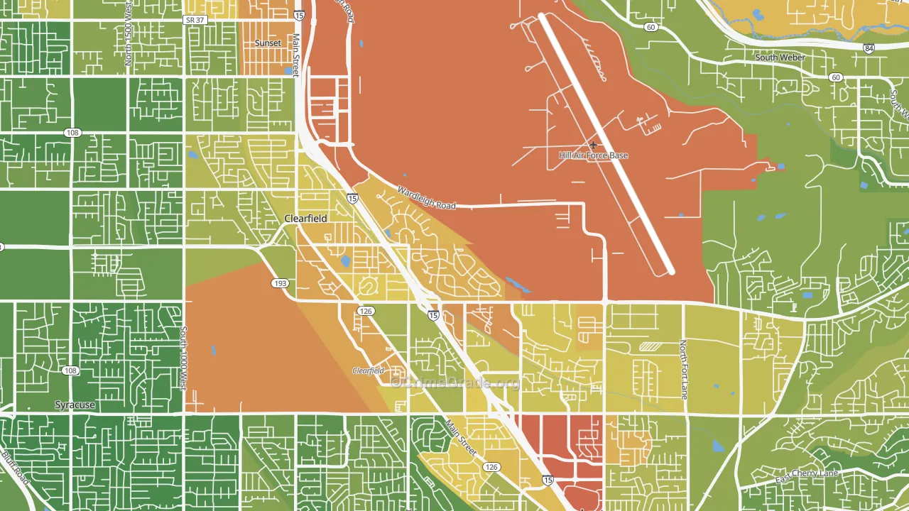 Hill Afb, UT Map of Vehicle Theft Rates