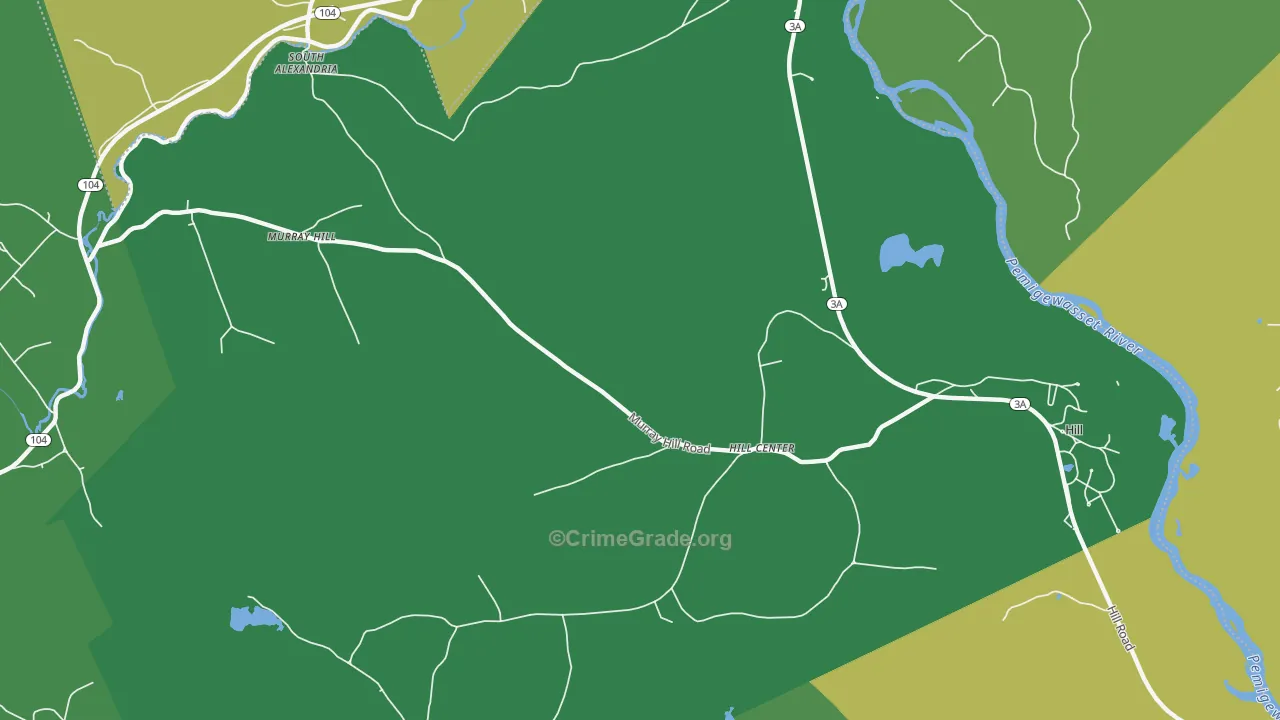 Hill Center, NH Map of Vehicle Theft Rates