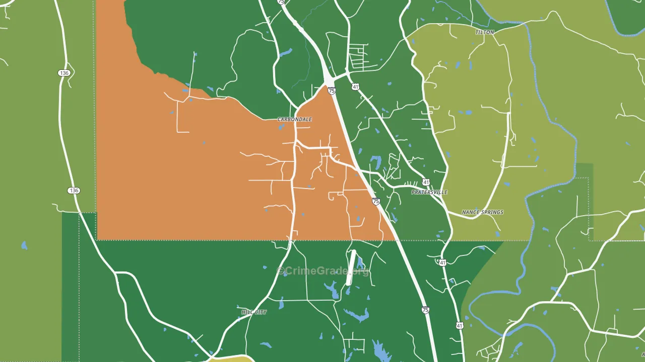 Hill City, GA Map of Vehicle Theft Rates